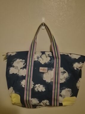 Cath Kidston Navy Cloud Print Tote Bag with Yellow Accents